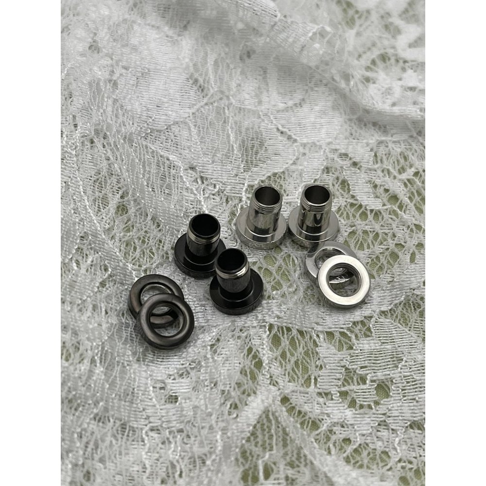 Rhinestone Silver and Black Screw Top Tunnels - Set of 2 - Picture 5 of 8